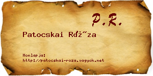 Patocskai Róza névjegykártya